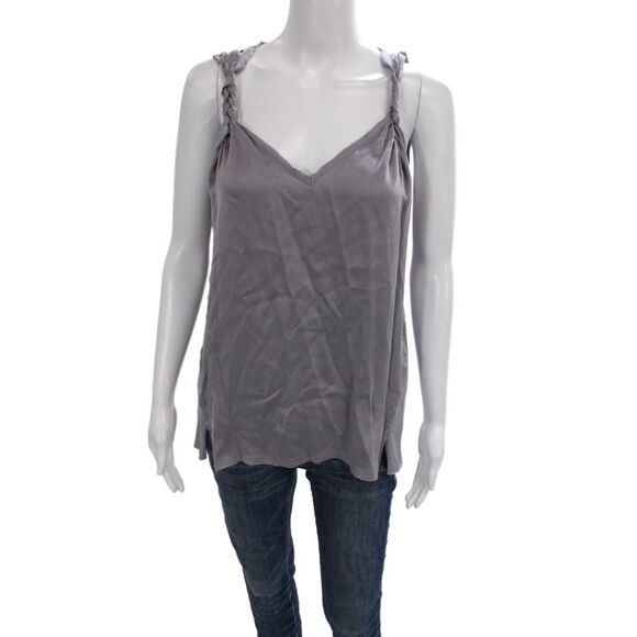 Go Silk Tops - Go Silk Women Camisole V-Neck Gray 70% Silk Pullover Size S